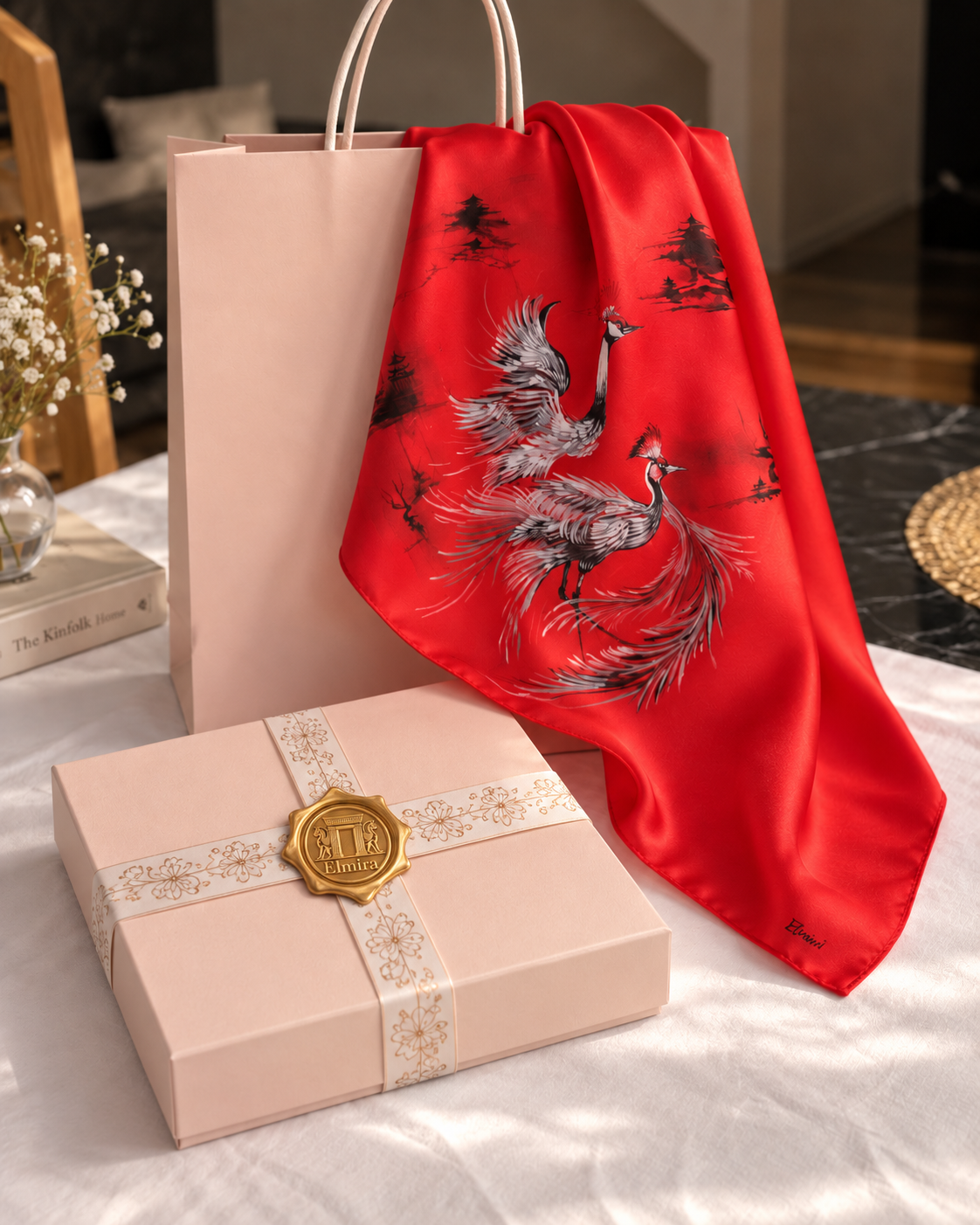 Dorna — Hand-Painted Silk Scarf 50 × 50 cm