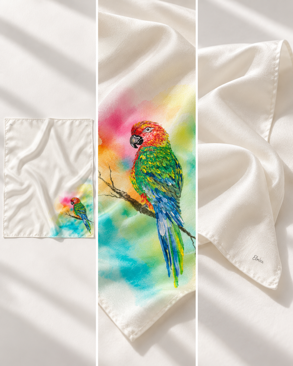 Tooti — Hand-Painted Silk Scarf 50 × 50 cm