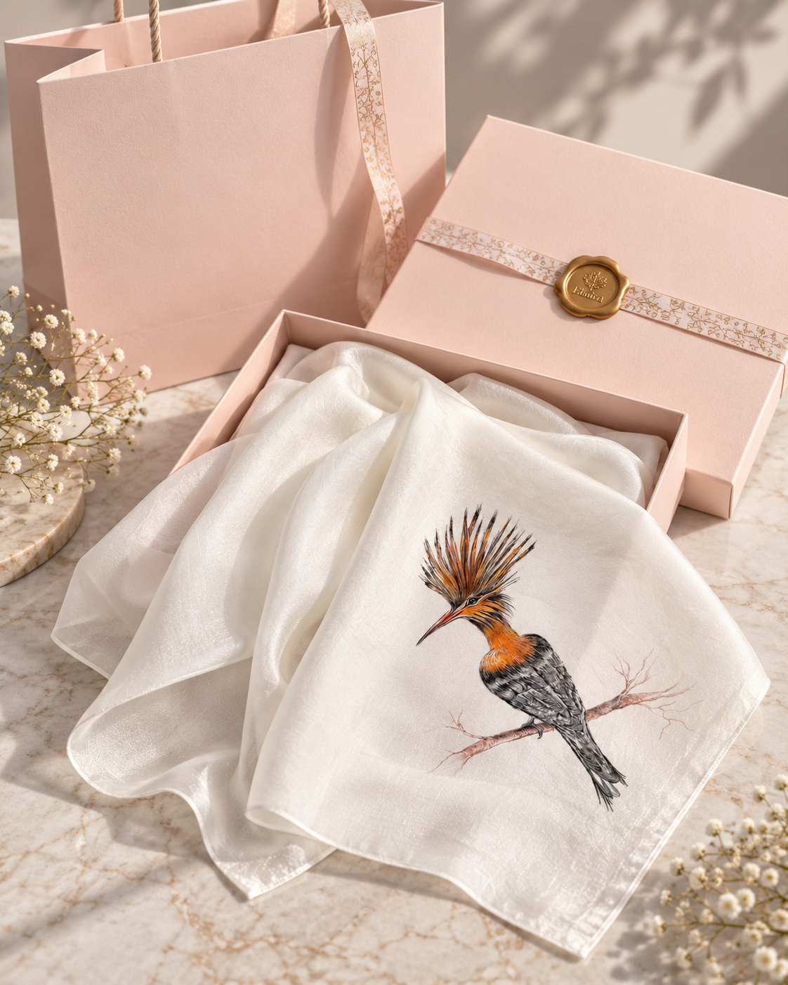 Luma — Hand-Painted Silk Scarf 50 × 50 cm