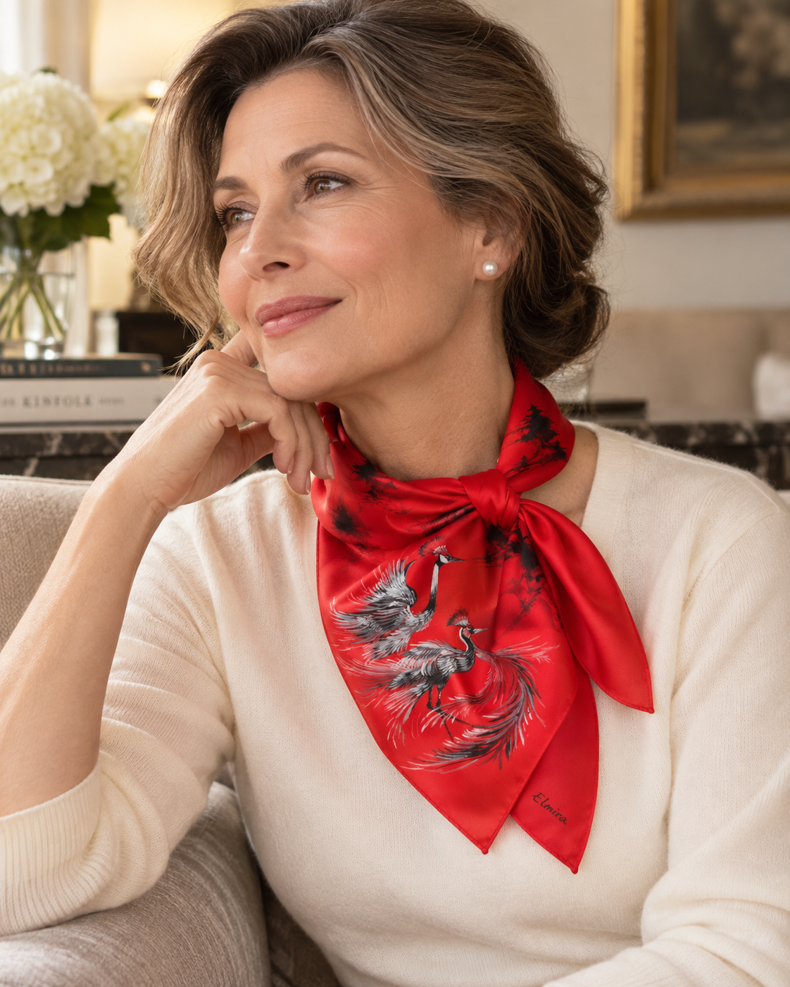 Dorna — Hand-Painted Silk Scarf 50 × 50 cm