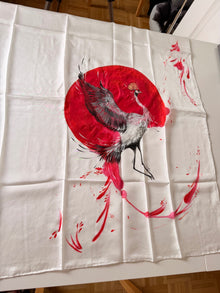 Crane – Detail der originalen Seidenmalerei