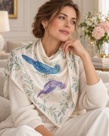 Papagei – Stylingansicht mit handbemalter Seide