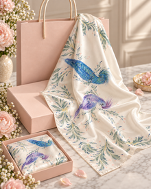 Papagei – Geschenkpräsentation des Seidendesigns